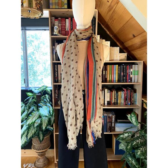 Scarf Polka Dot Stripe Extra Wide & Long - Picture 4 of 7